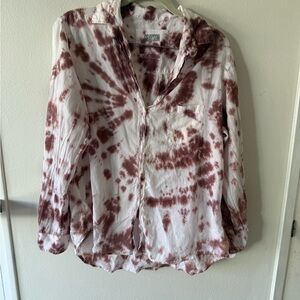 Bohemian Tie-Dye Blouse in Burgundy and White